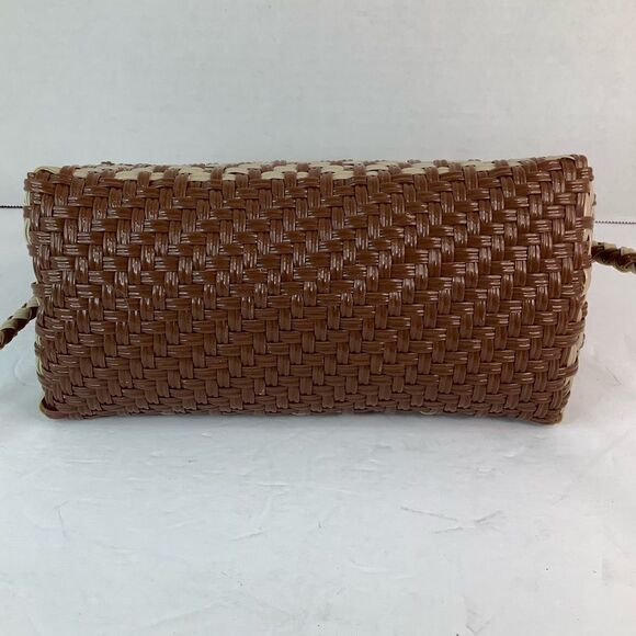 Oaxaca Mexico Hand Woven Plastic Cross Body Bag/Wristlet Brown/Tan - Picture 6 of 13